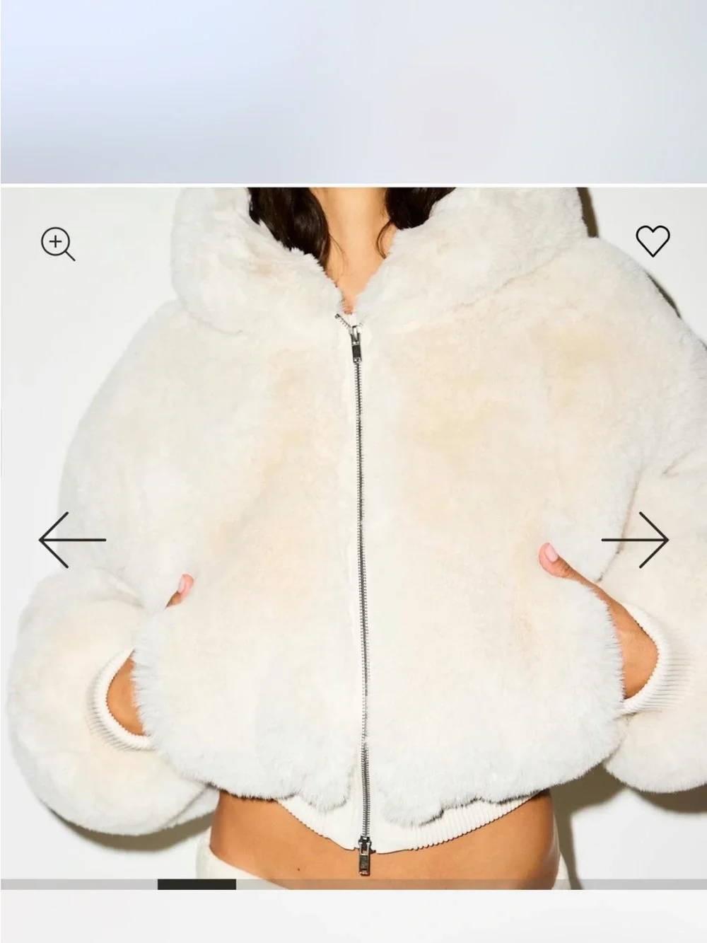 SKIMS Cream Faux Fur Hooded Puffer Coat - Picture 4 of 8